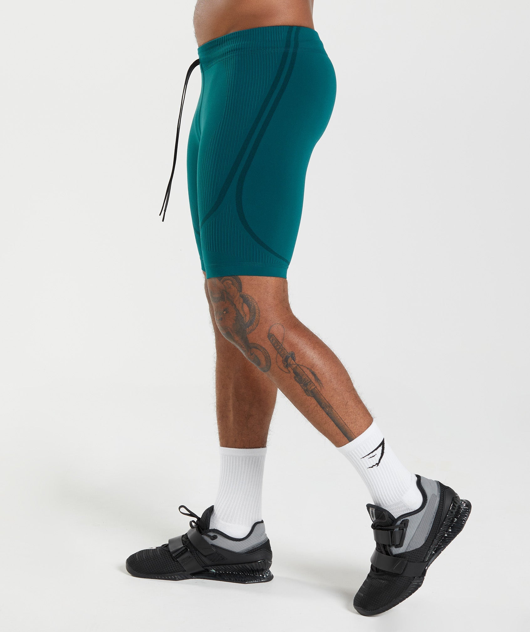 Turquoise / Black Men's Gymshark 315 Seamless 1/2 Shorts | IKDWSF-361