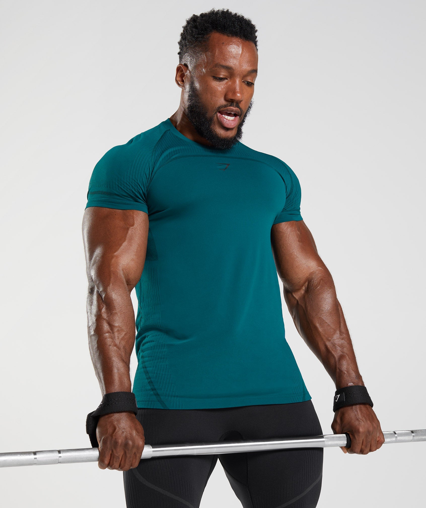 Turquoise Men's Gymshark 315 Seamless T Shirts | WLQFSV-273