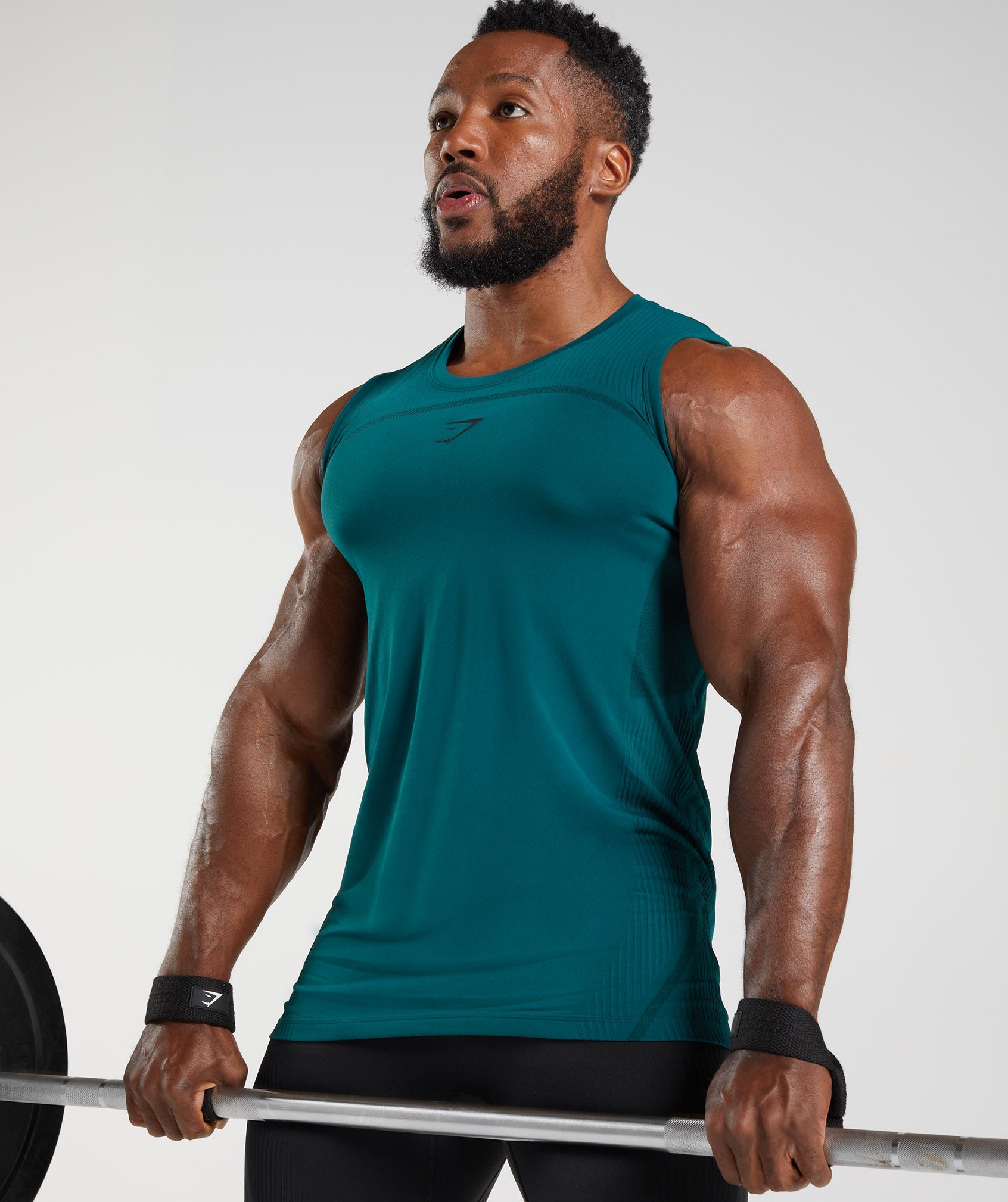 Turquoise Men's Gymshark 315 Seamless Tanks | EGMZOR-280