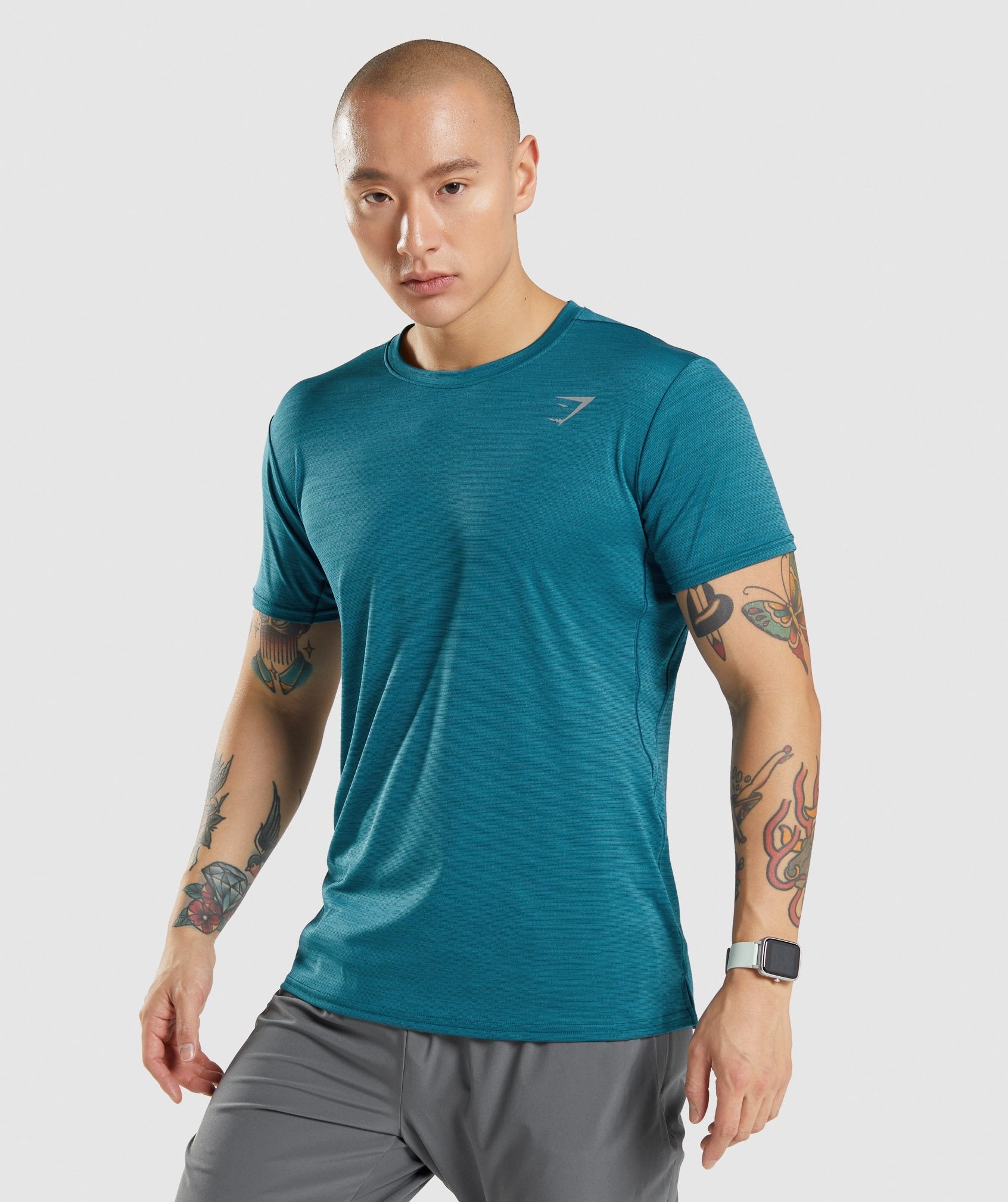 Turquoise Men\'s Gymshark Speed T Shirts | PDIYUF-184