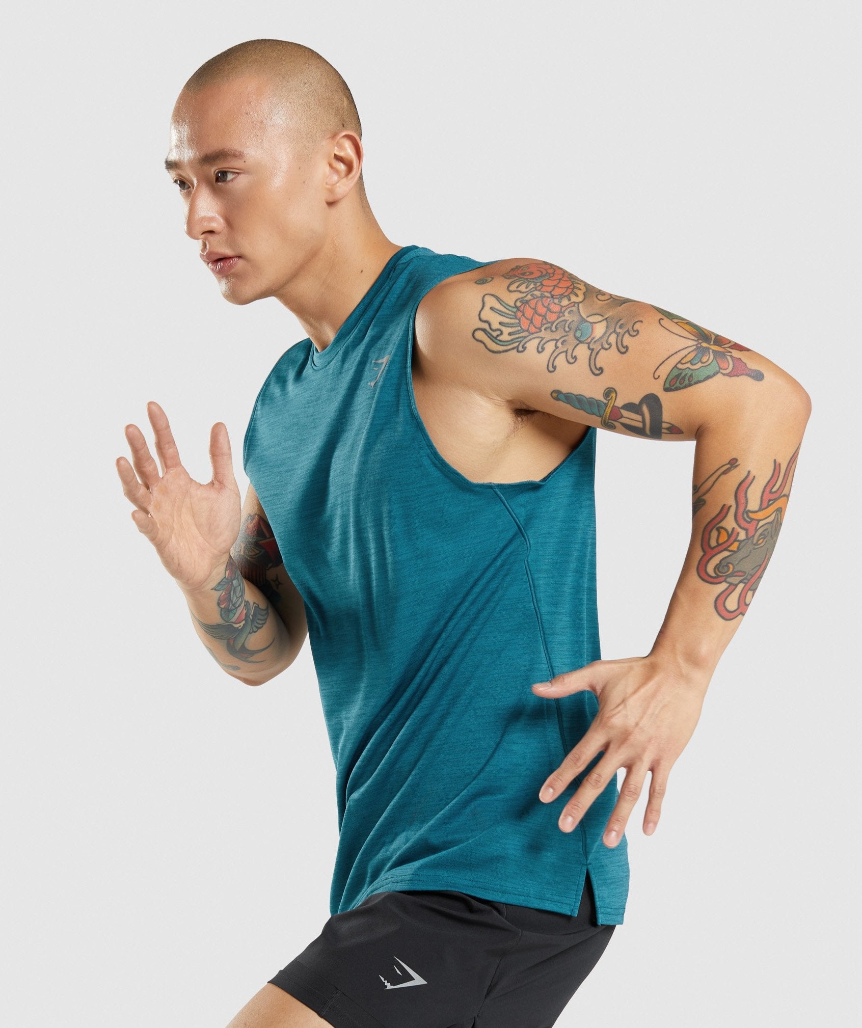 Turquoise Men's Gymshark Speed Tanks | USAOZV-137