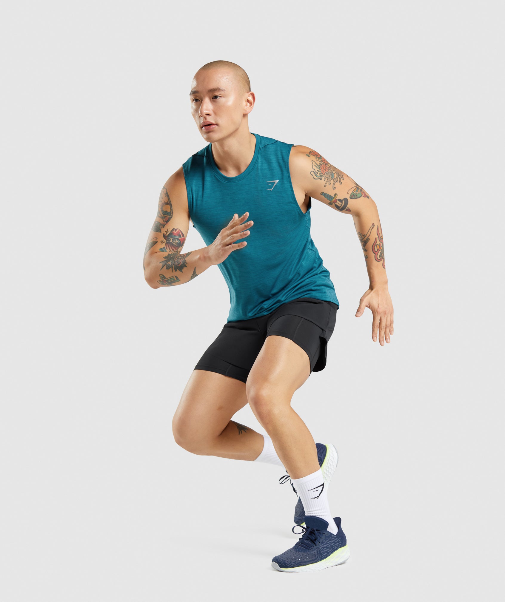 Turquoise Men's Gymshark Speed Tanks | USAOZV-137