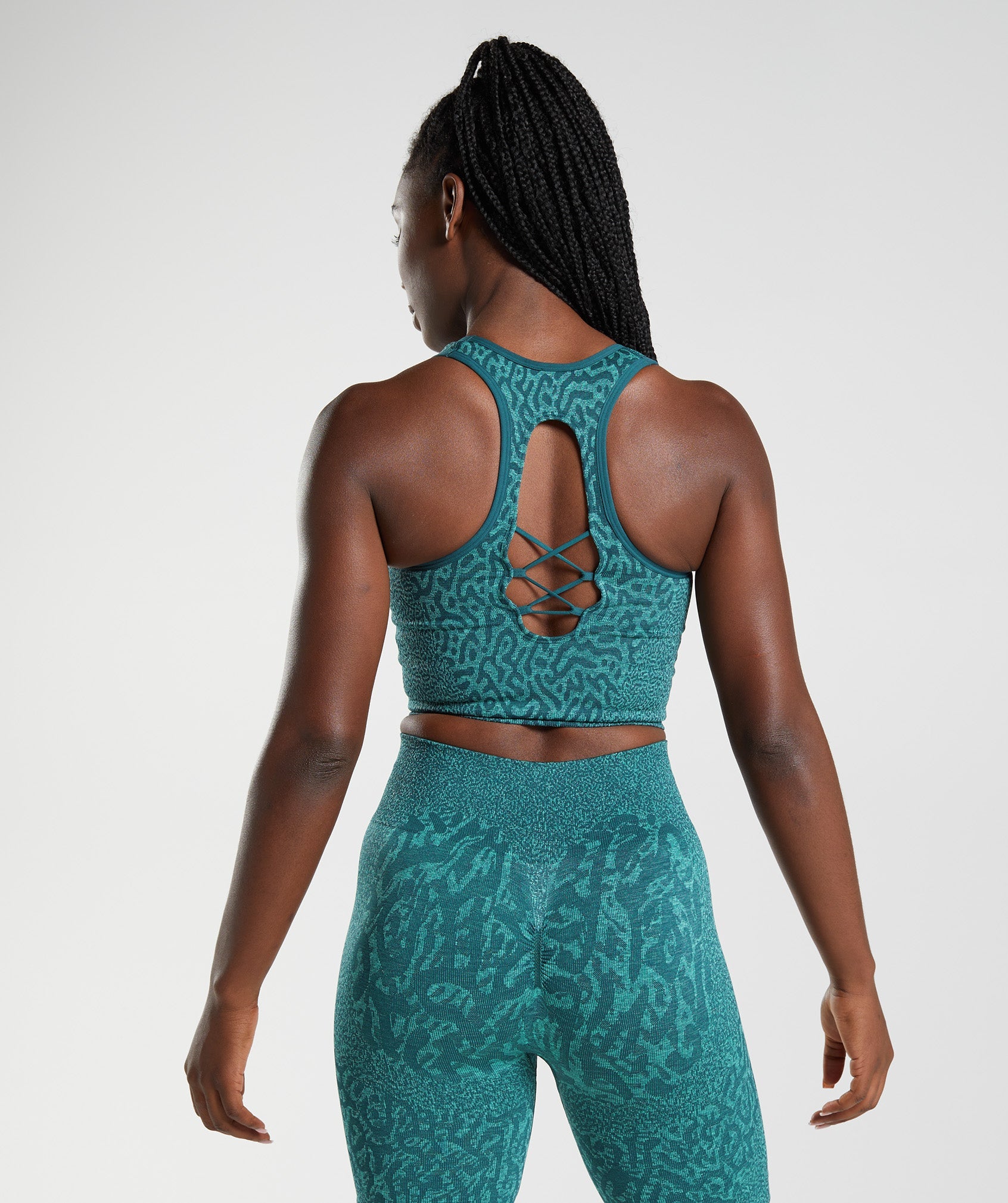 Turquoise Women's Gymshark Adapt Animal Seamless Crop Tanks | DLUITE-458