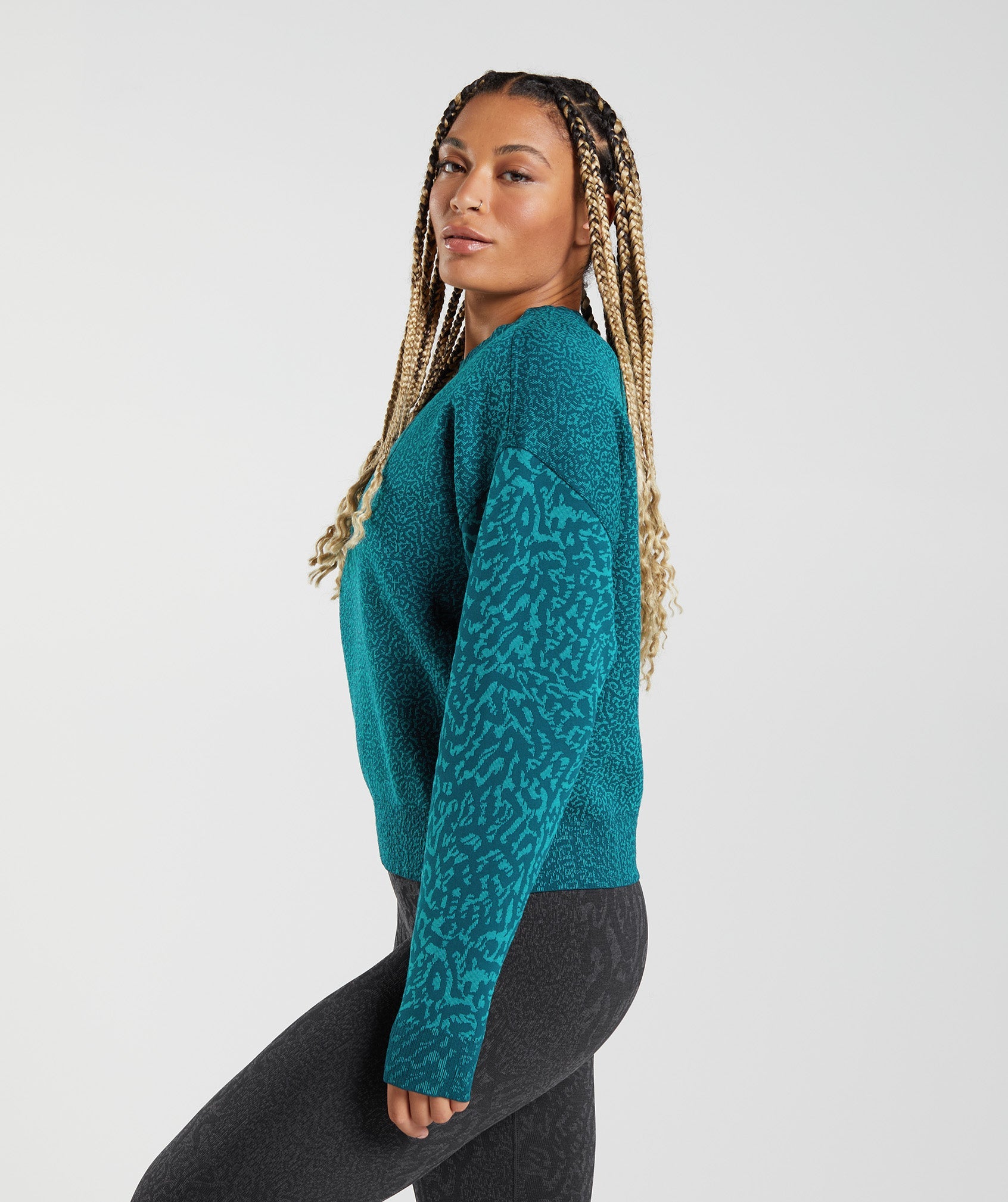 Turquoise Women's Gymshark Adapt Animal Sweatshirts | KVNIZB-690