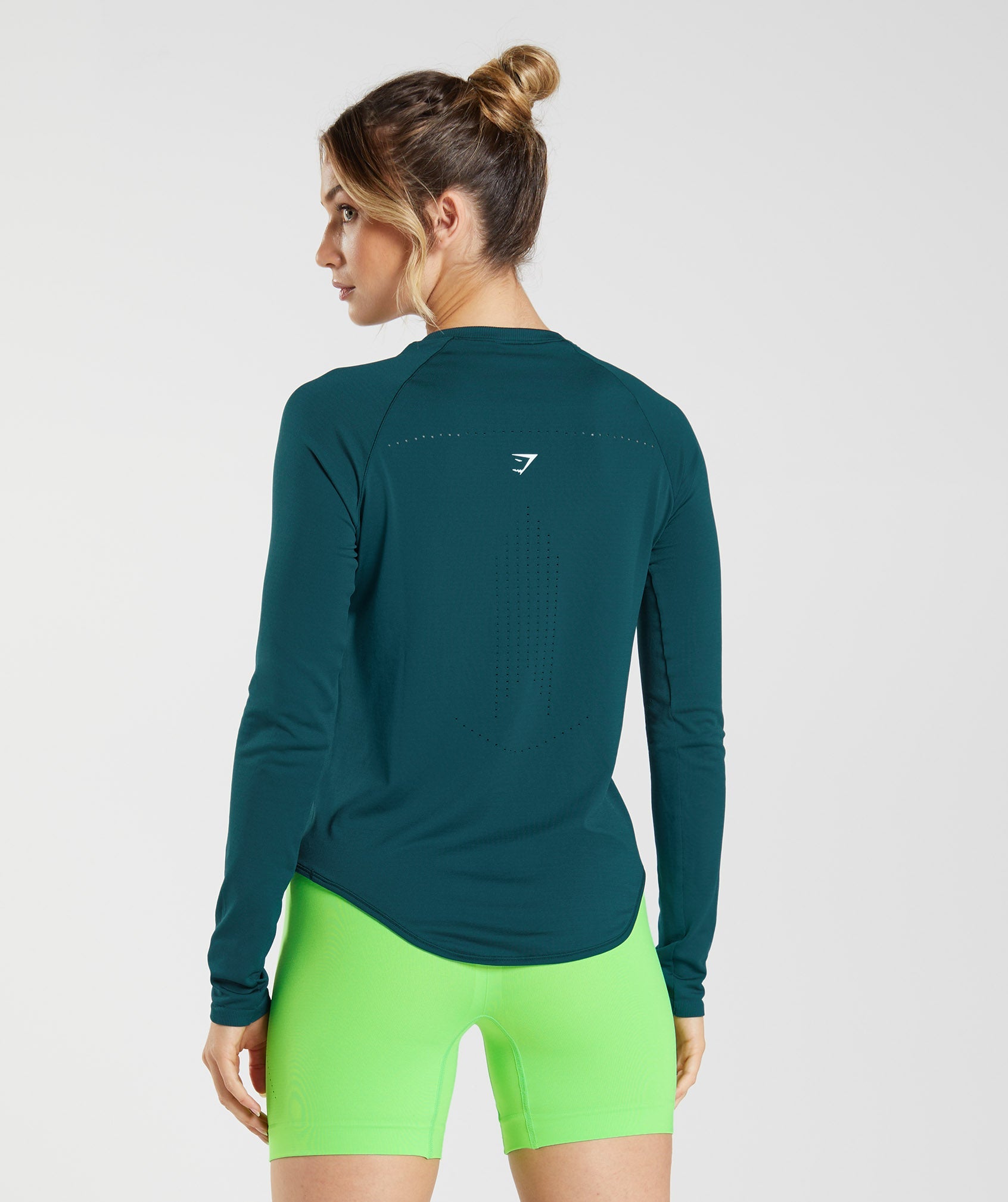 Turquoise Women's Gymshark Sweat Seamless Long Sleeve Tops | XHCOSN-082