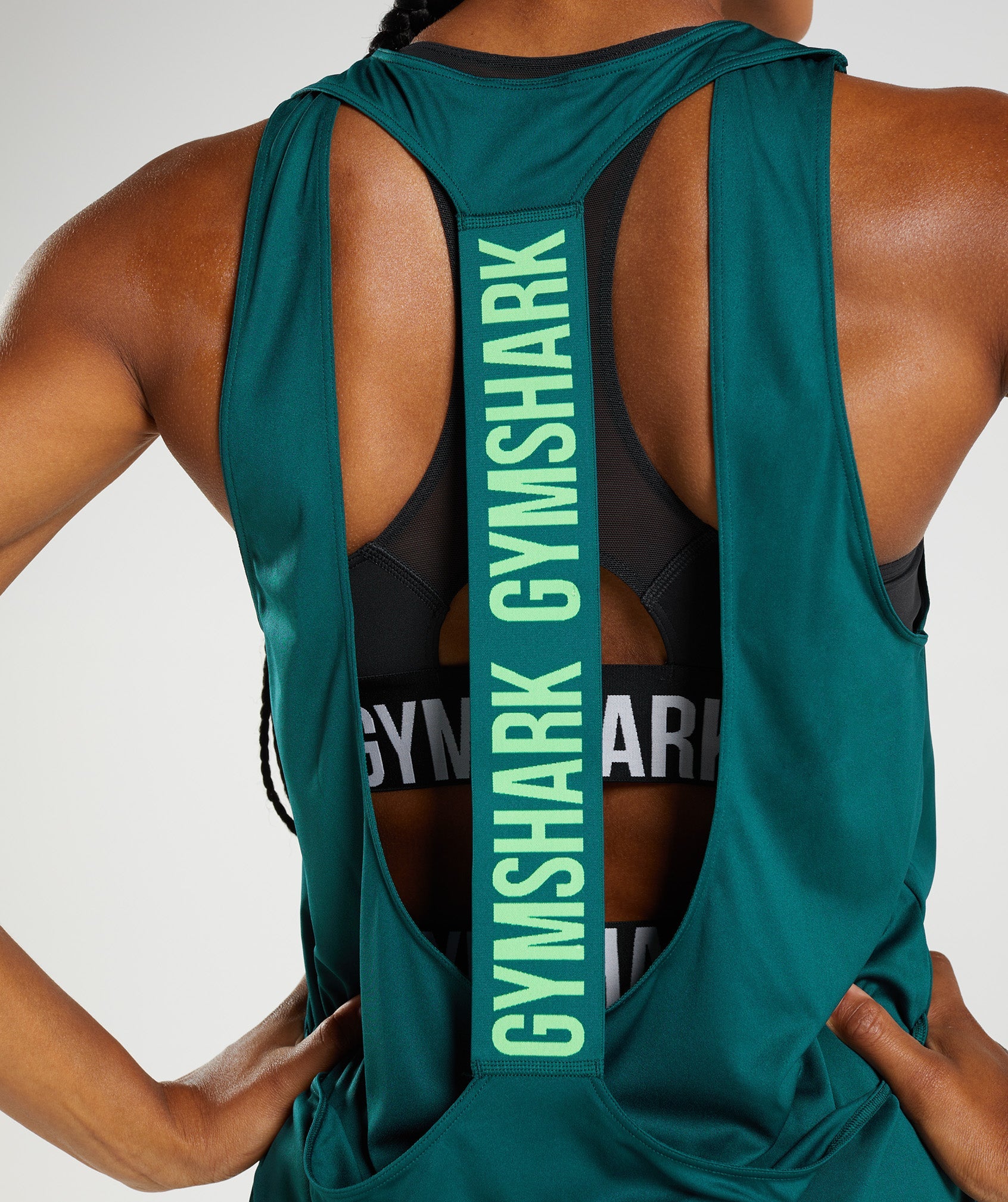 Turquoise Women's Gymshark Training Brandmark Tanks | GHNEPO-756