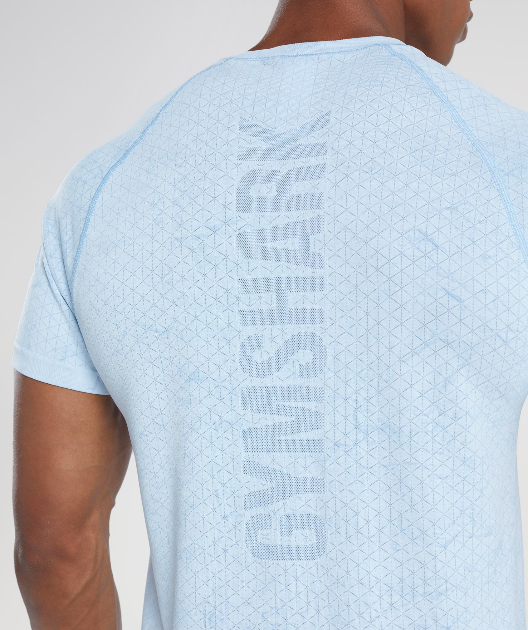 White / Blue Men's Gymshark Geo Seamless T Shirts | IWVCML-897