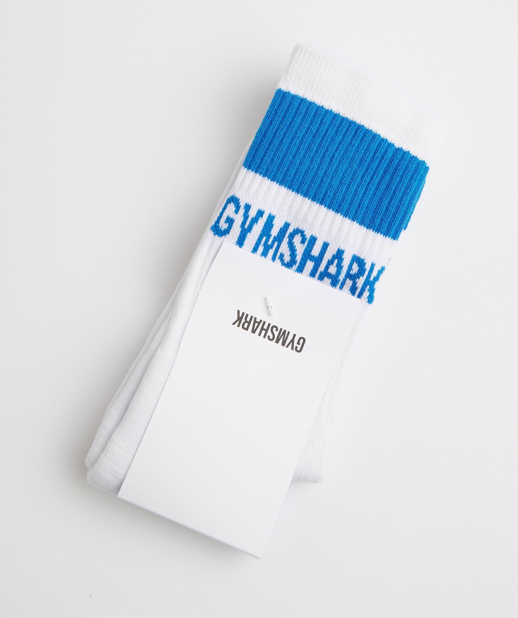 White / Blue Women's Gymshark Premium Jacquard Single Socks | RSZLTE-173