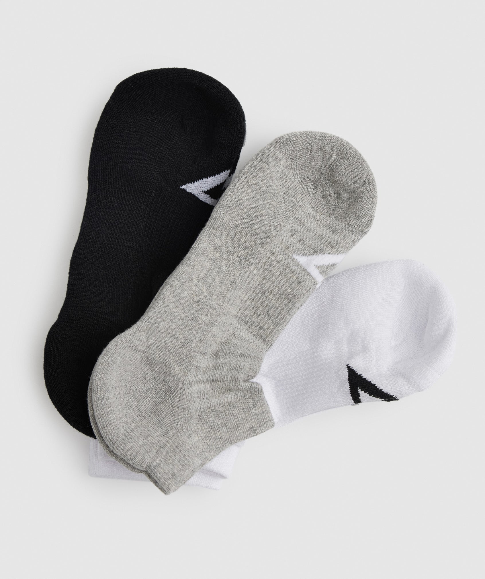 White / Light Grey / Black Men\'s Gymshark Ankle 3pk Socks | LVIKTO-328