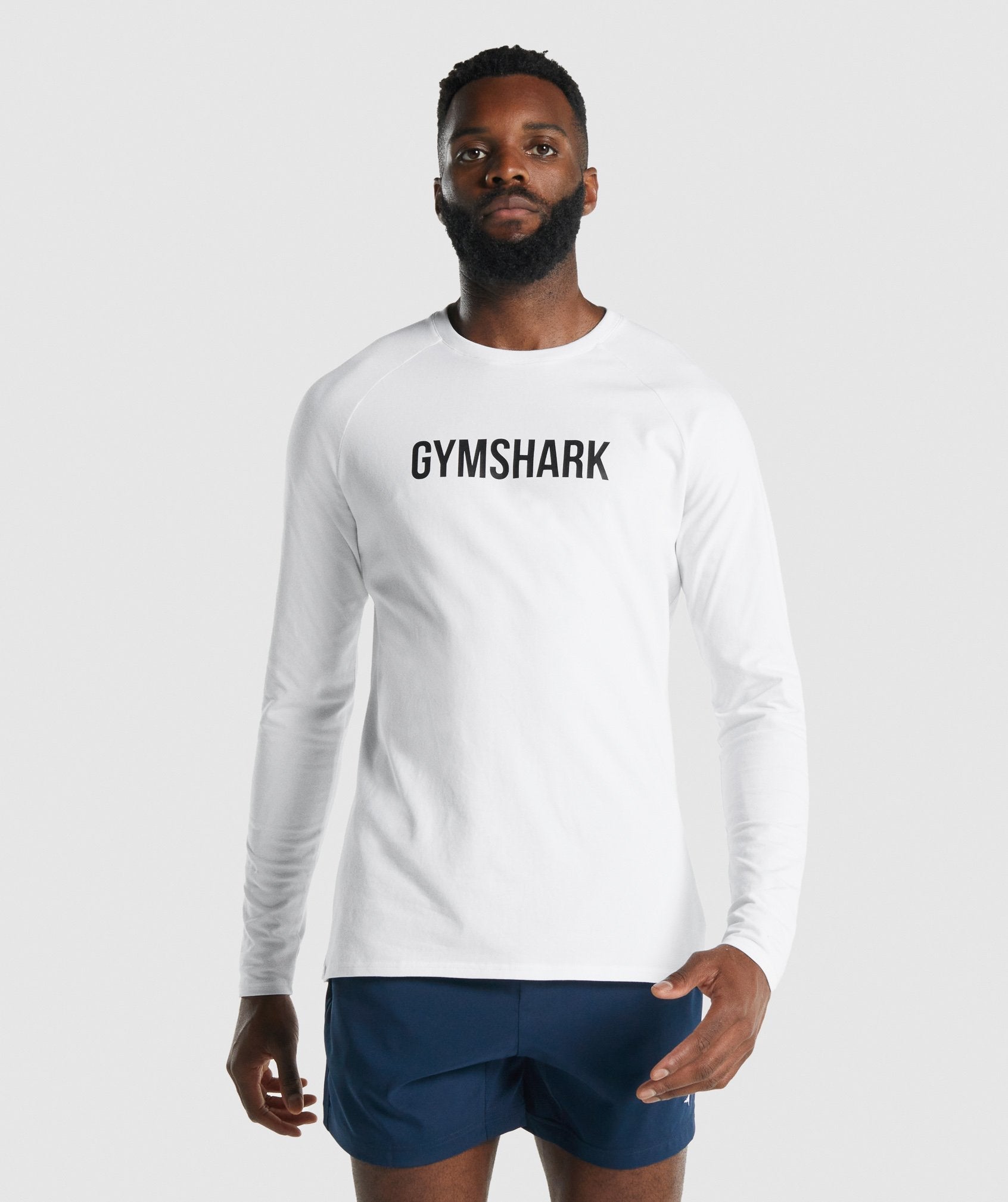 White Men\'s Gymshark Apollo Long Sleeve T Shirts | AQYULP-039