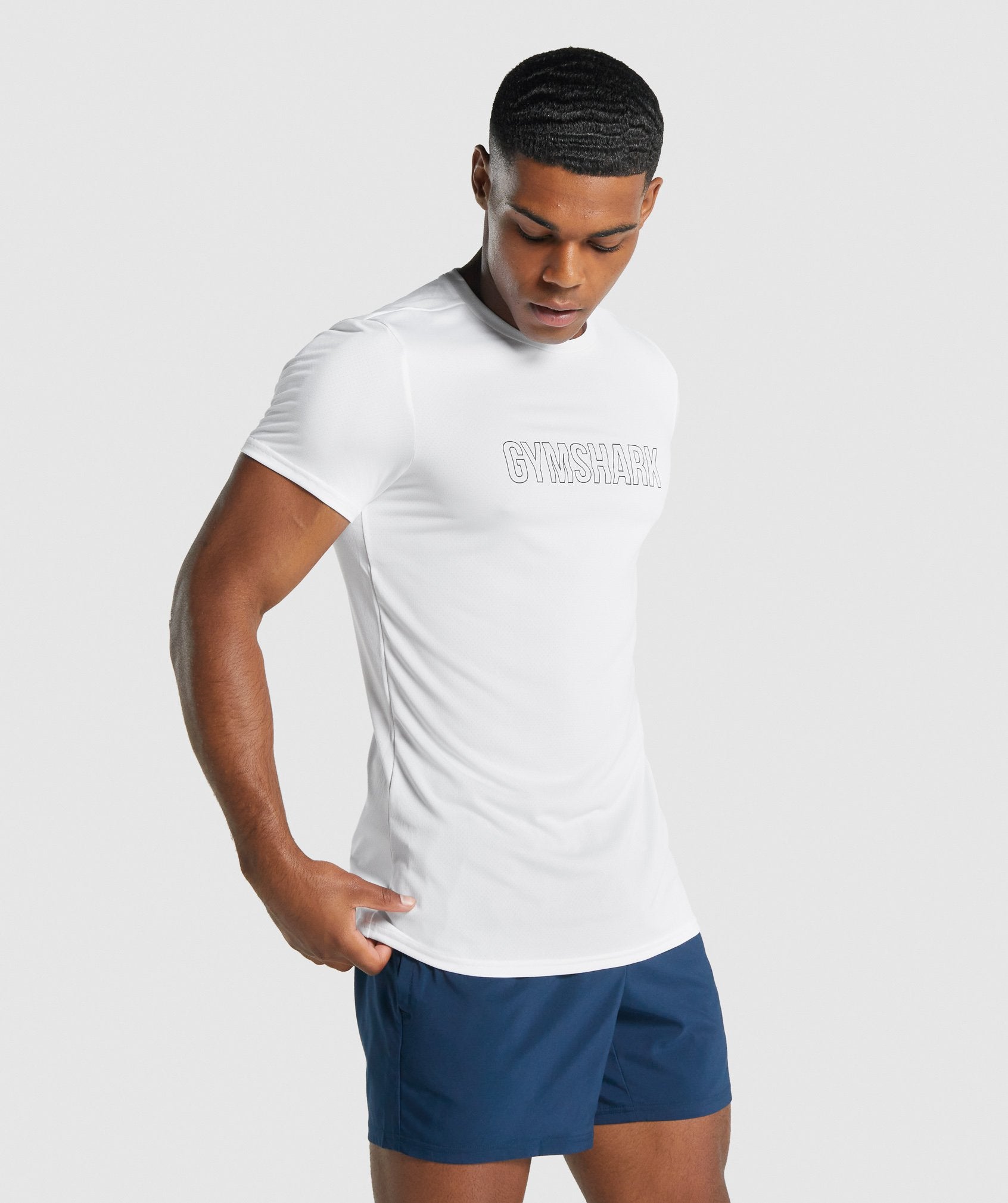 White Men's Gymshark Arrival Graphic T Shirts | EJZTHY-065