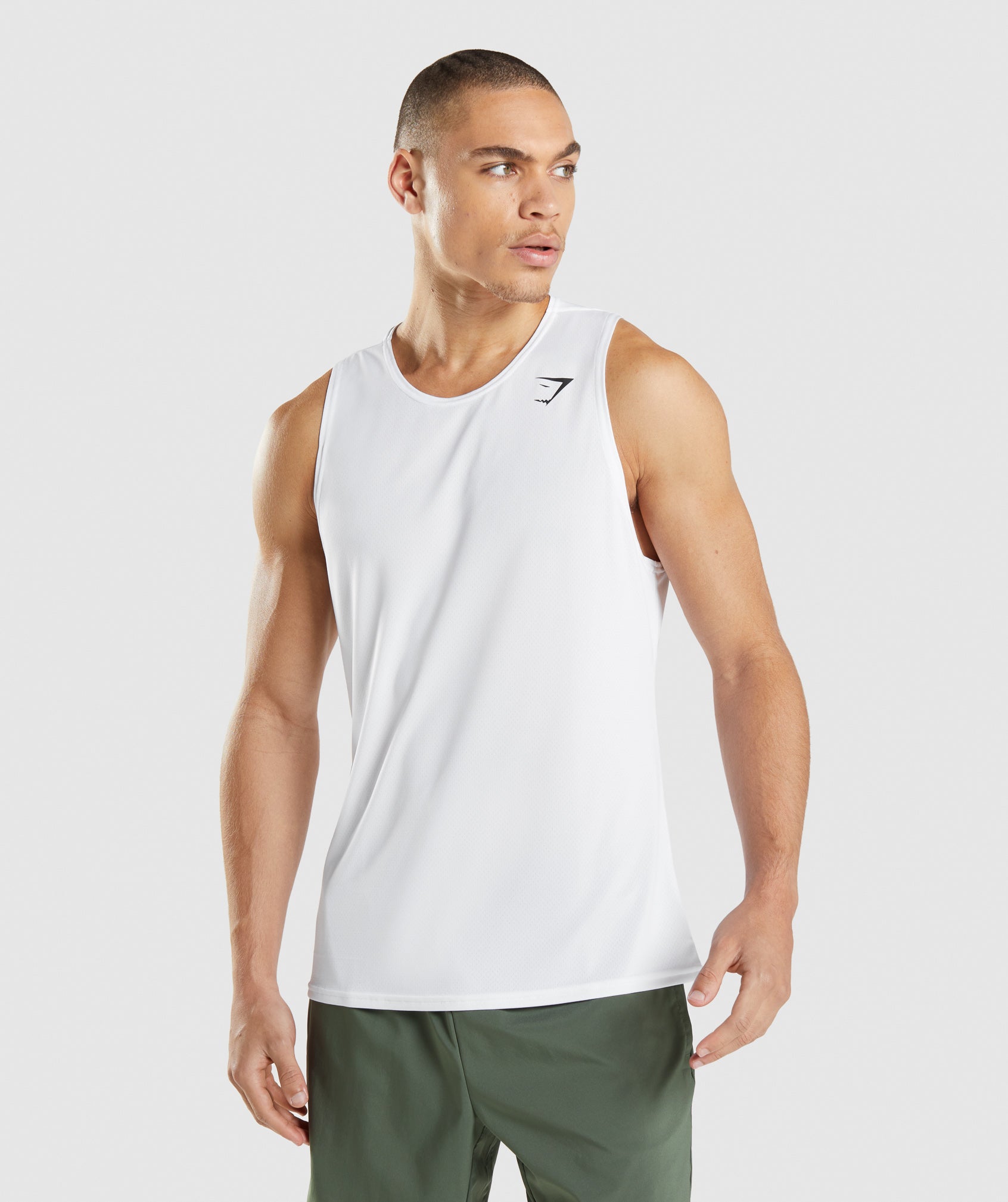 White Men\'s Gymshark Arrival Tanks | TKGZNH-714