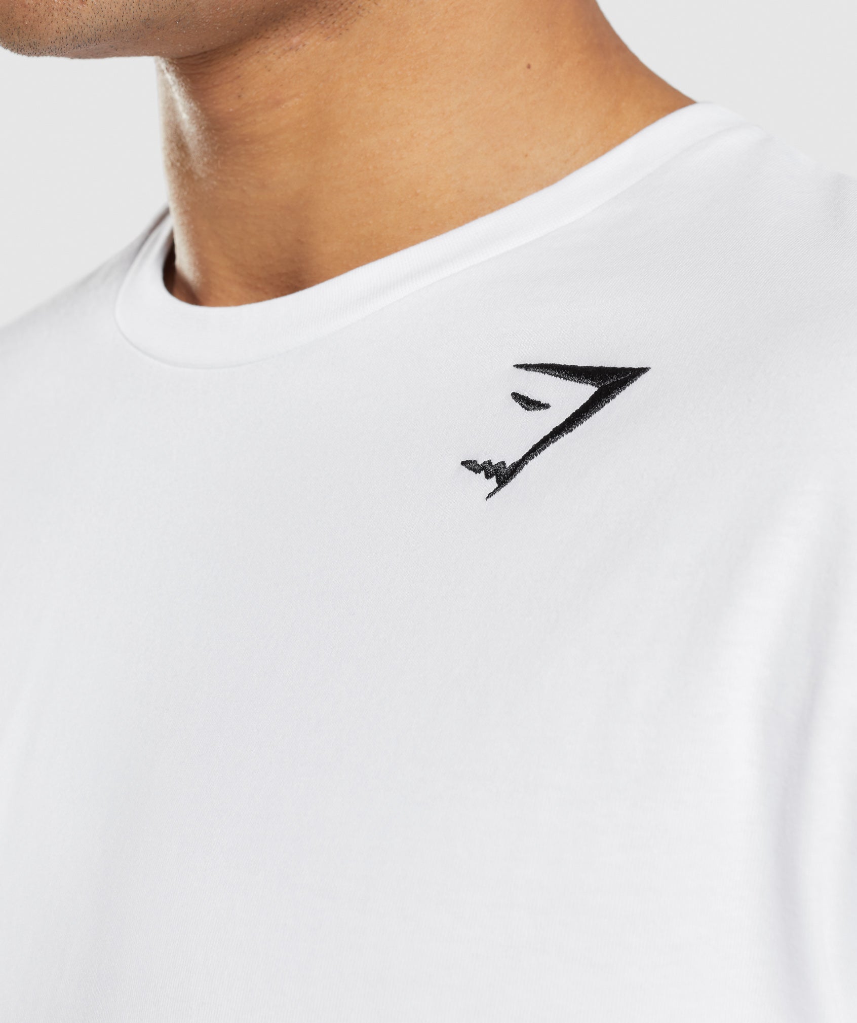 White Men's Gymshark Crest Long Sleeve T Shirts | QYIUAO-946