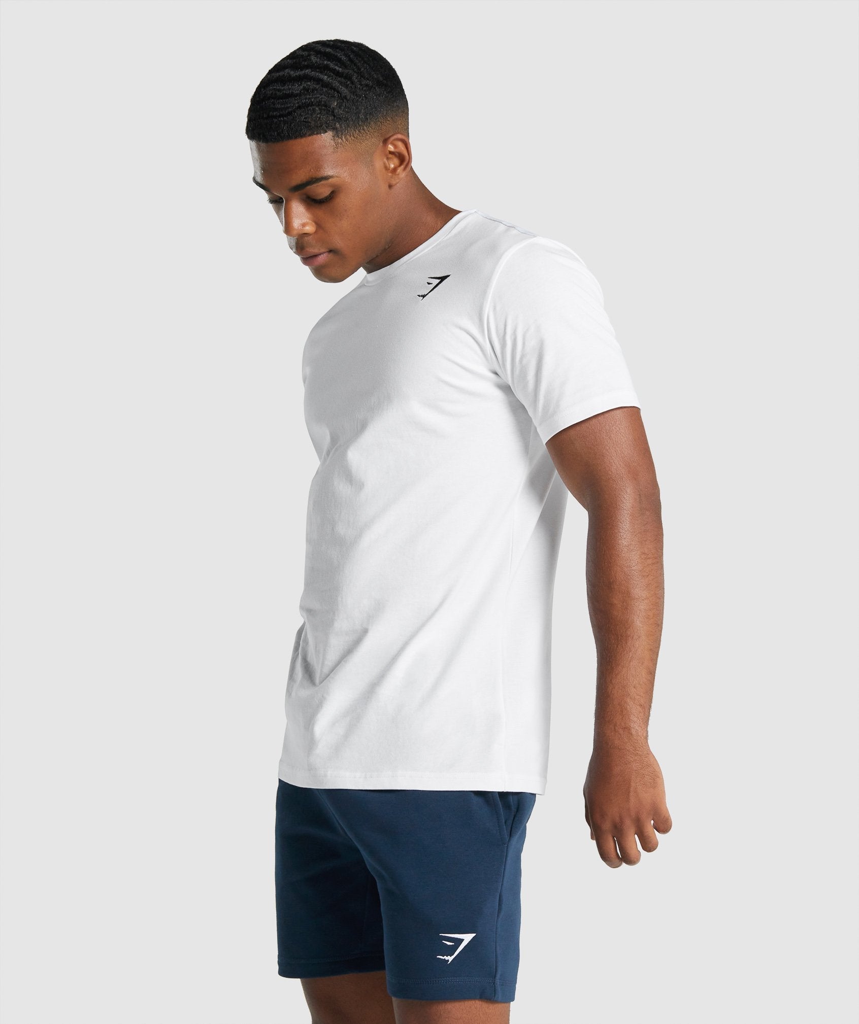 White Men's Gymshark Crest T Shirts | WFJMLY-860