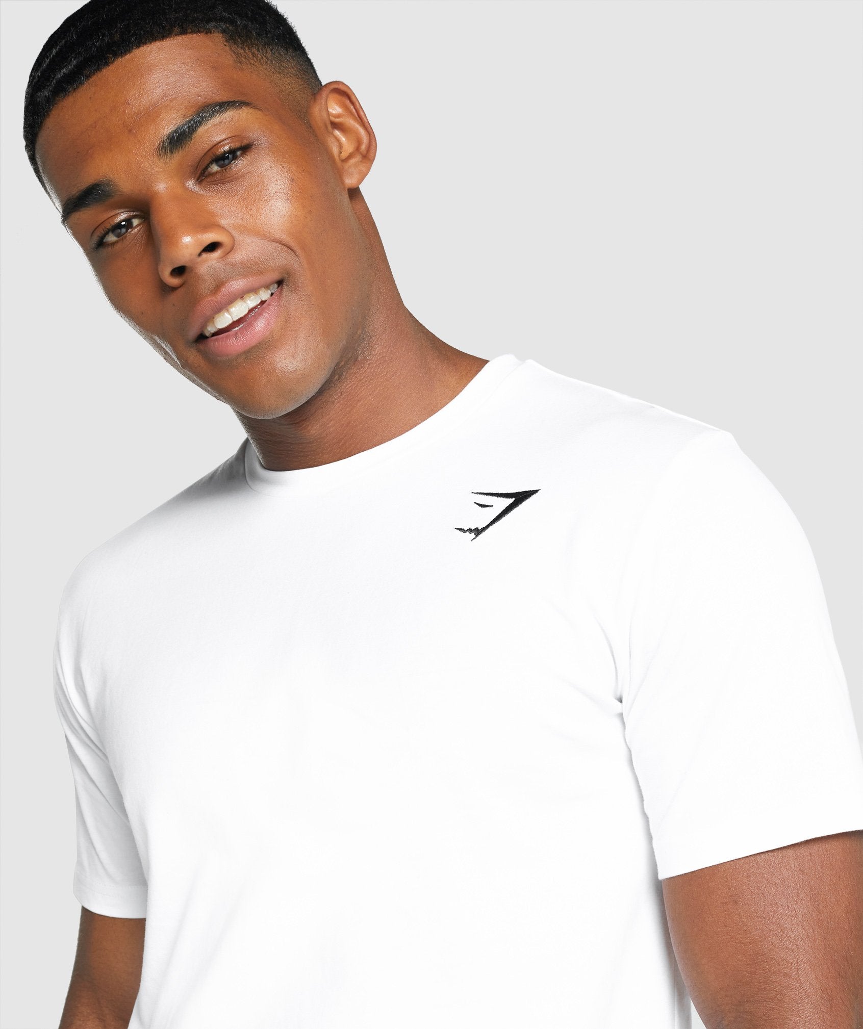 White Men's Gymshark Crest T Shirts | WFJMLY-860