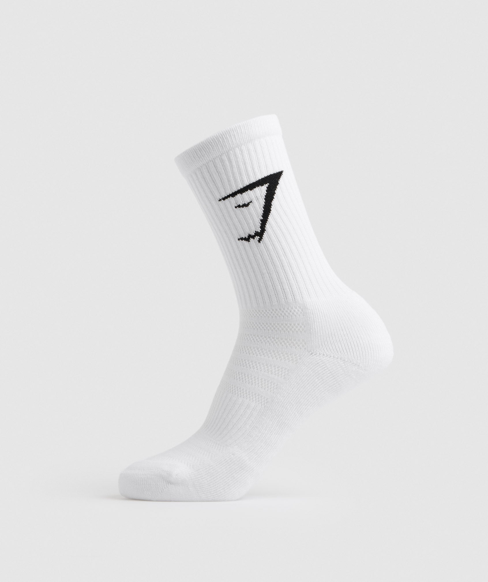 White Men's Gymshark Crew 5pk Socks | MGWZSV-876