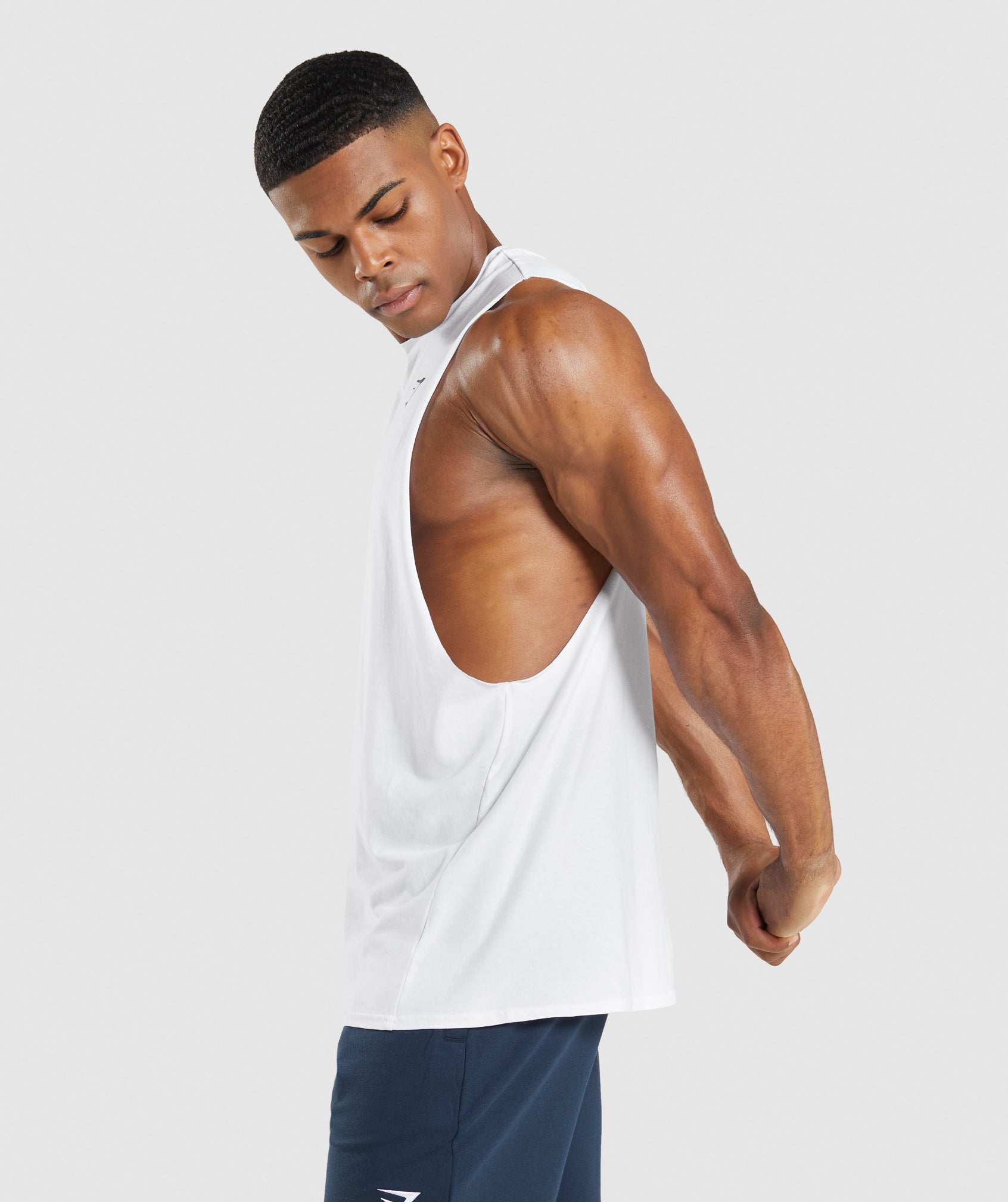 White Men's Gymshark Critical 2.0 Drop Arm Tanks | LBKGOH-735