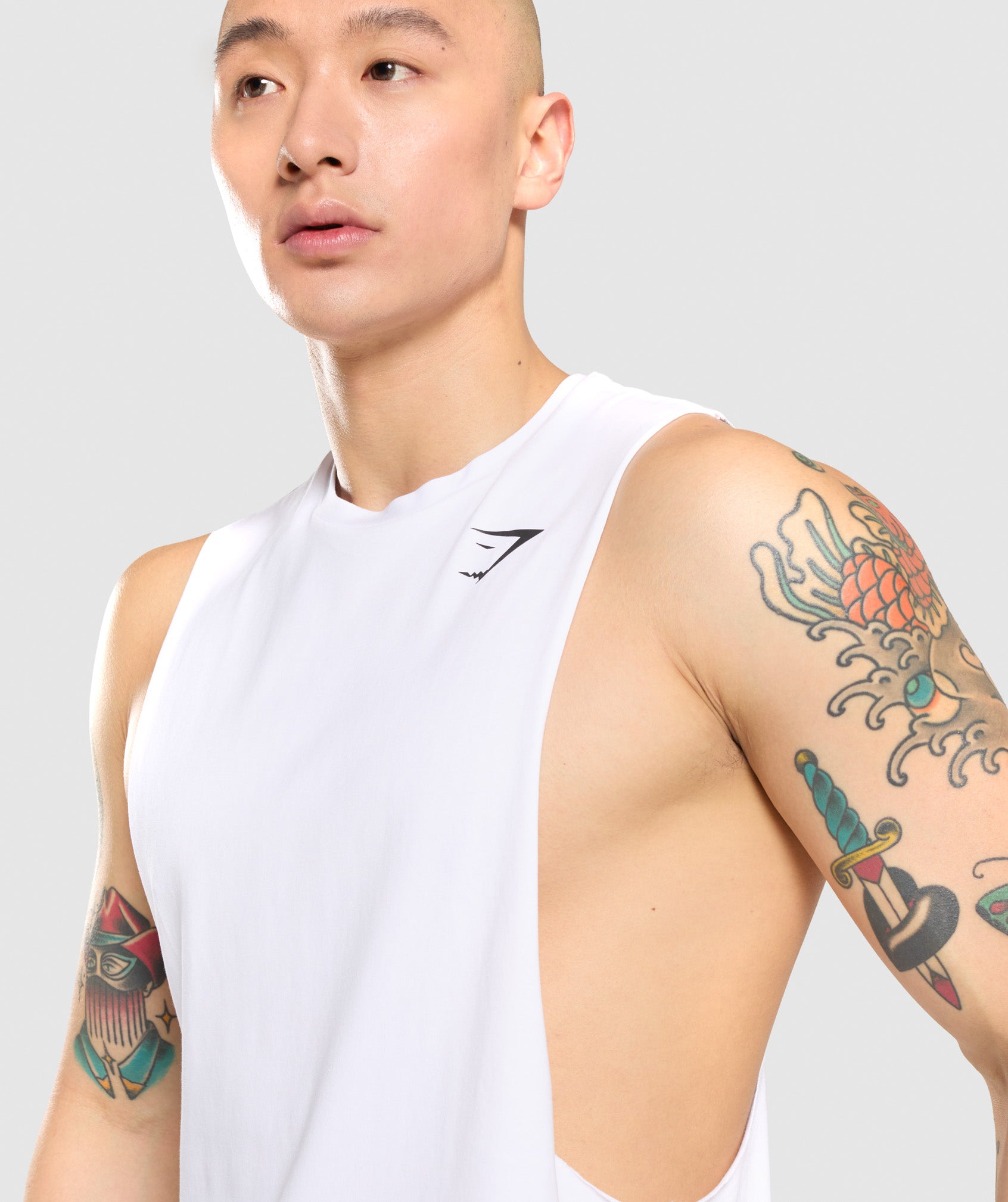 White Men's Gymshark Critical Drop Arm Tanks | UPCIQY-015