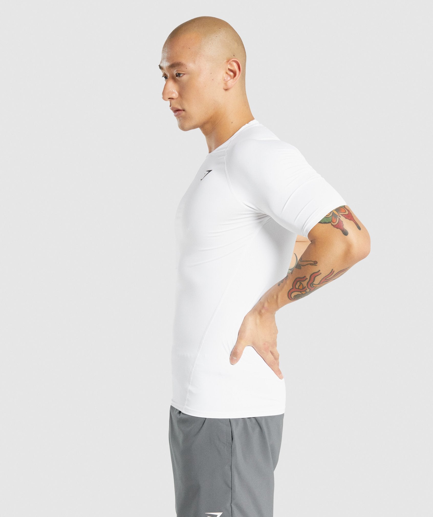 White Men's Gymshark Element Baselayer T Shirts | KIVTWM-681