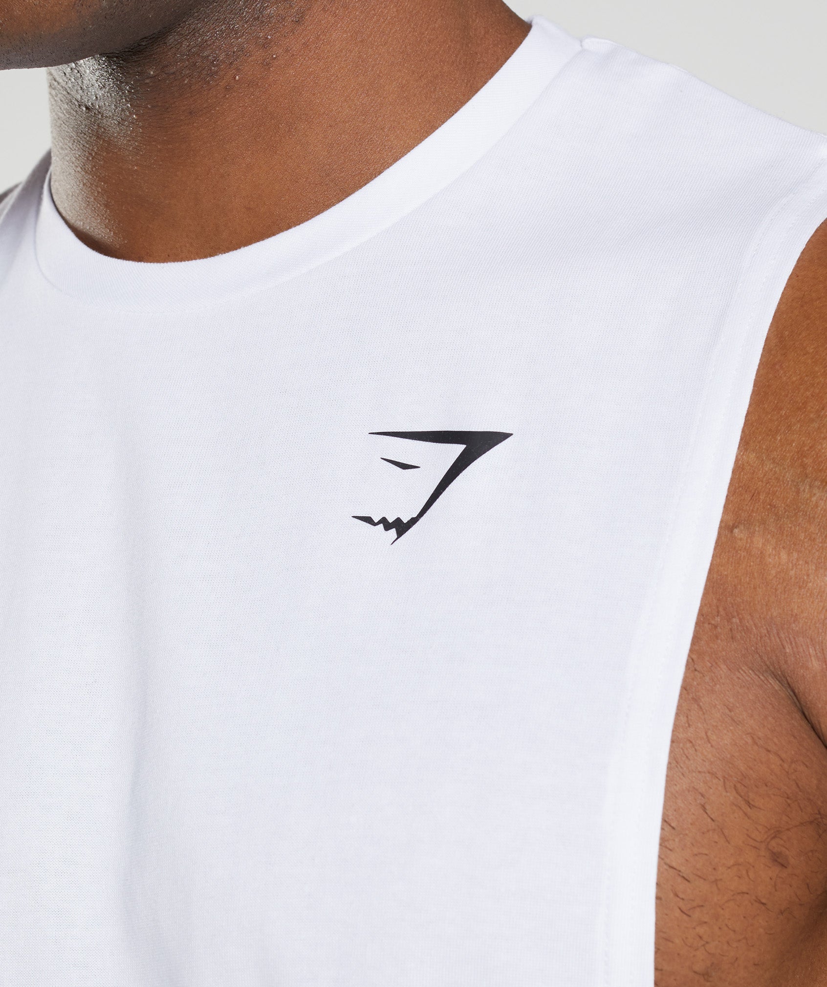 White Men's Gymshark React Drop Arm Tanks | JMEXLI-138