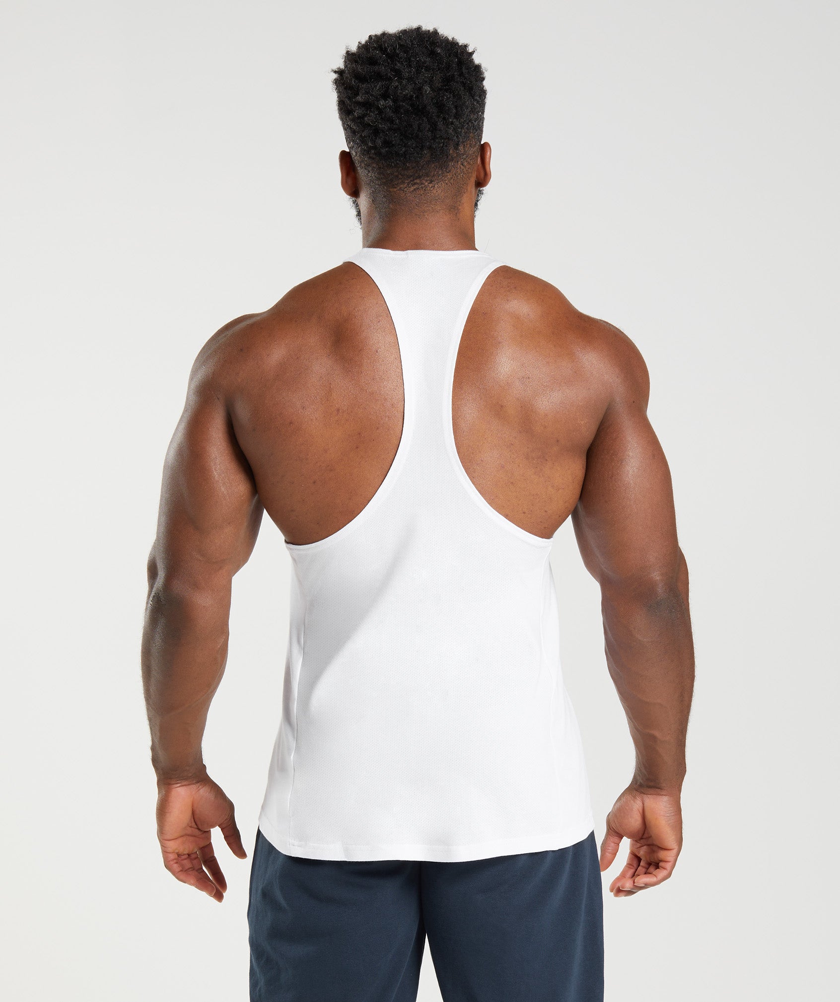 White Men's Gymshark React Stringer Vest | ZHSOBQ-120