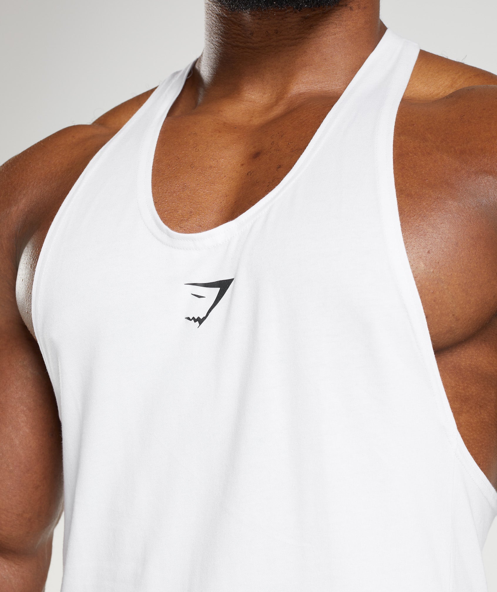 White Men's Gymshark React Stringer Vest | ZHSOBQ-120