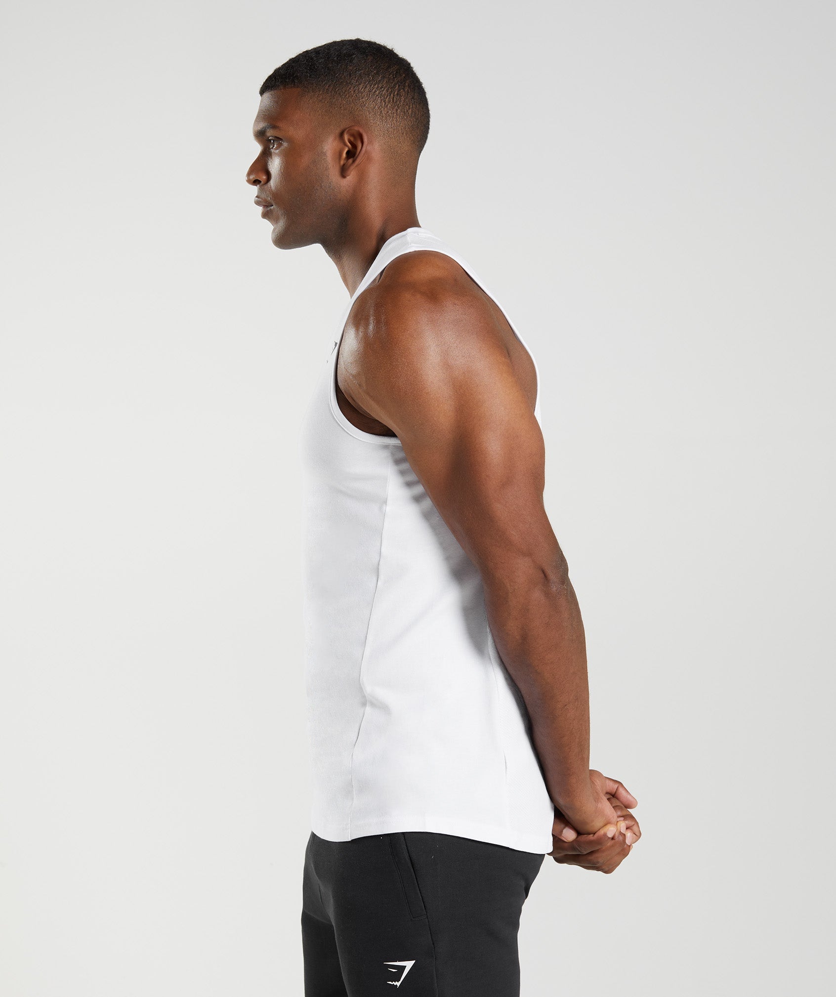 White Men's Gymshark React Tanks | KFZDUX-512