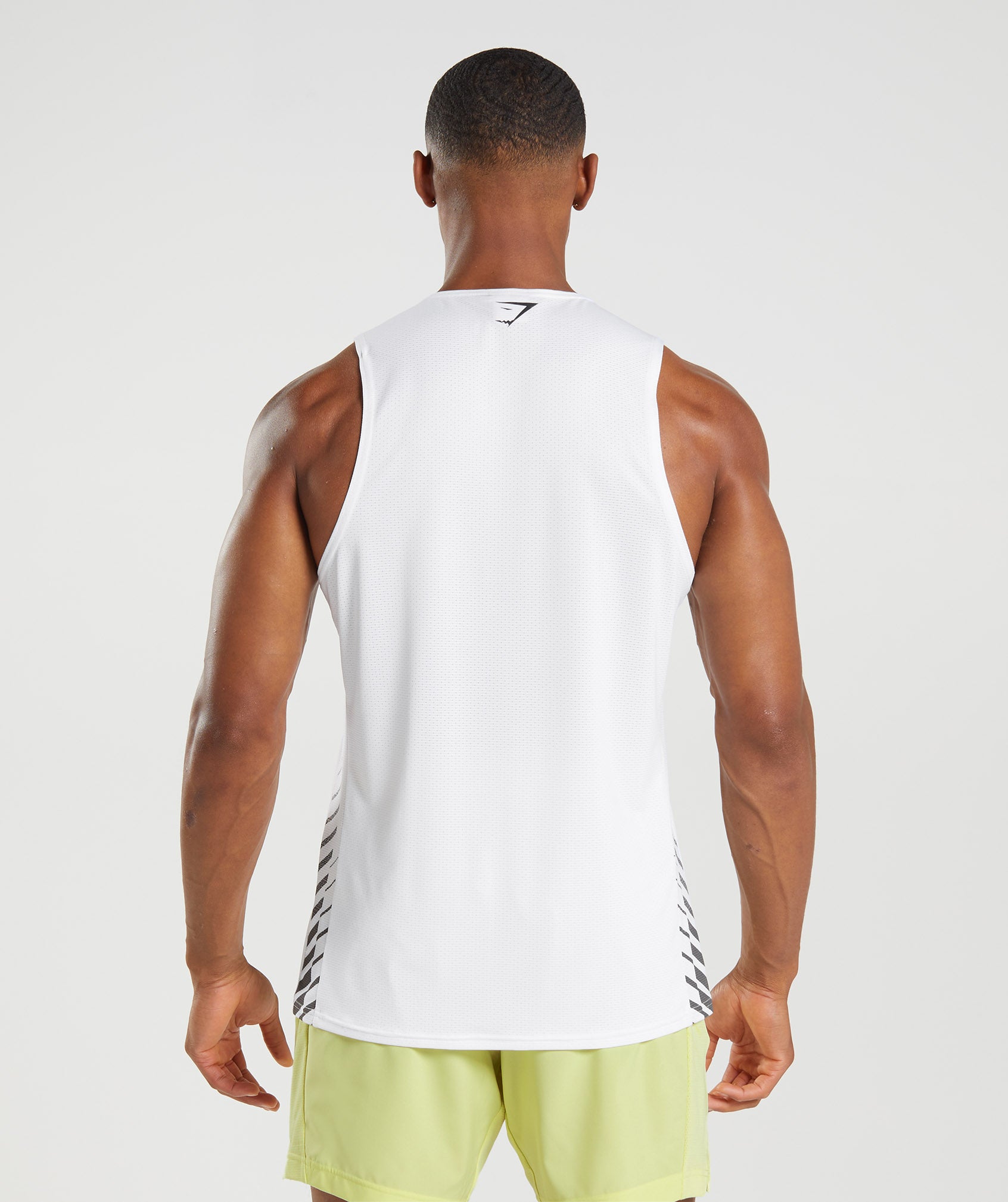 White Men's Gymshark Sport Stripe Tanks | HTXRSA-854