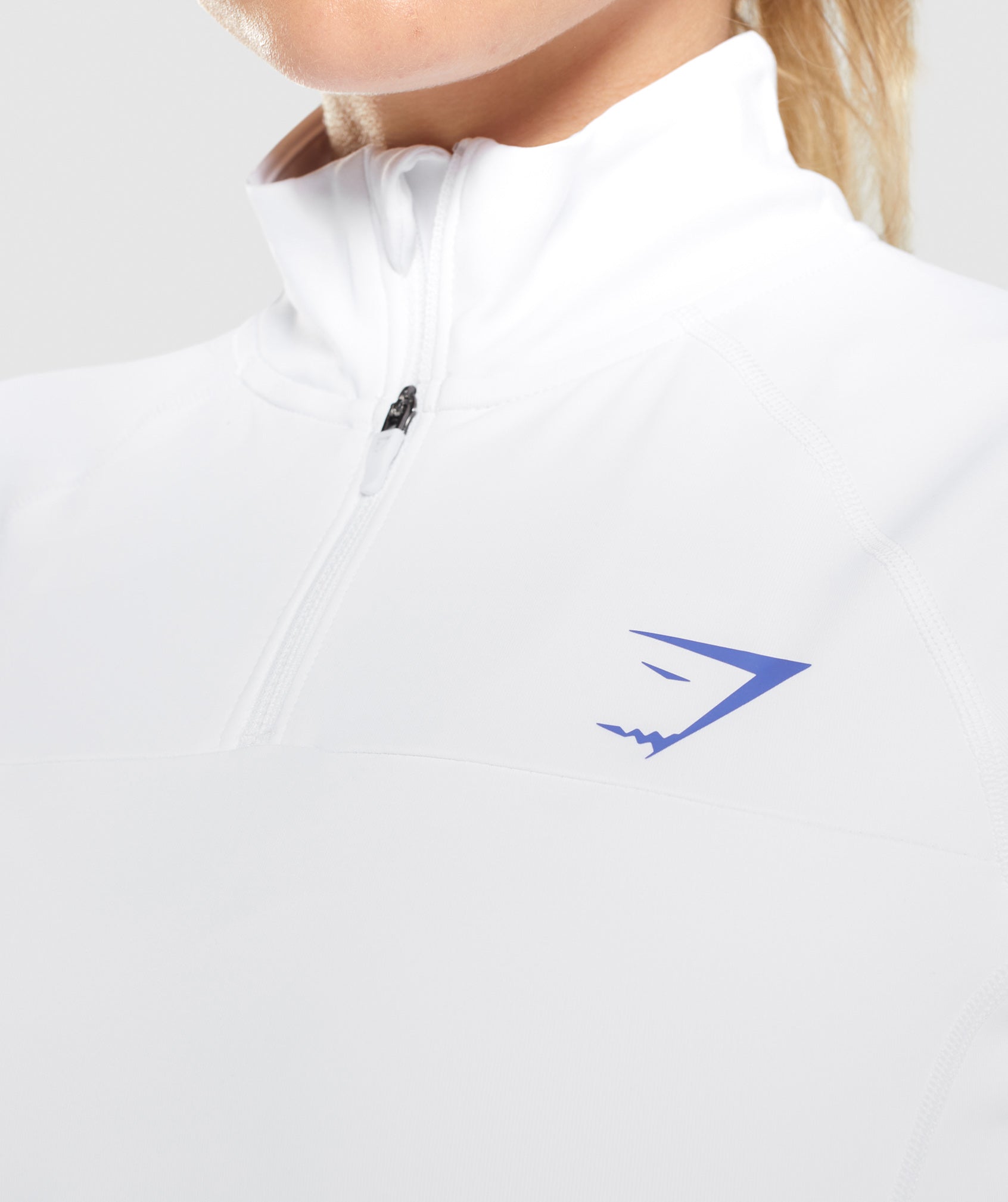 White Women's Gymshark Pulse 1/4 Zip Sweatshirts | SWITLH-750