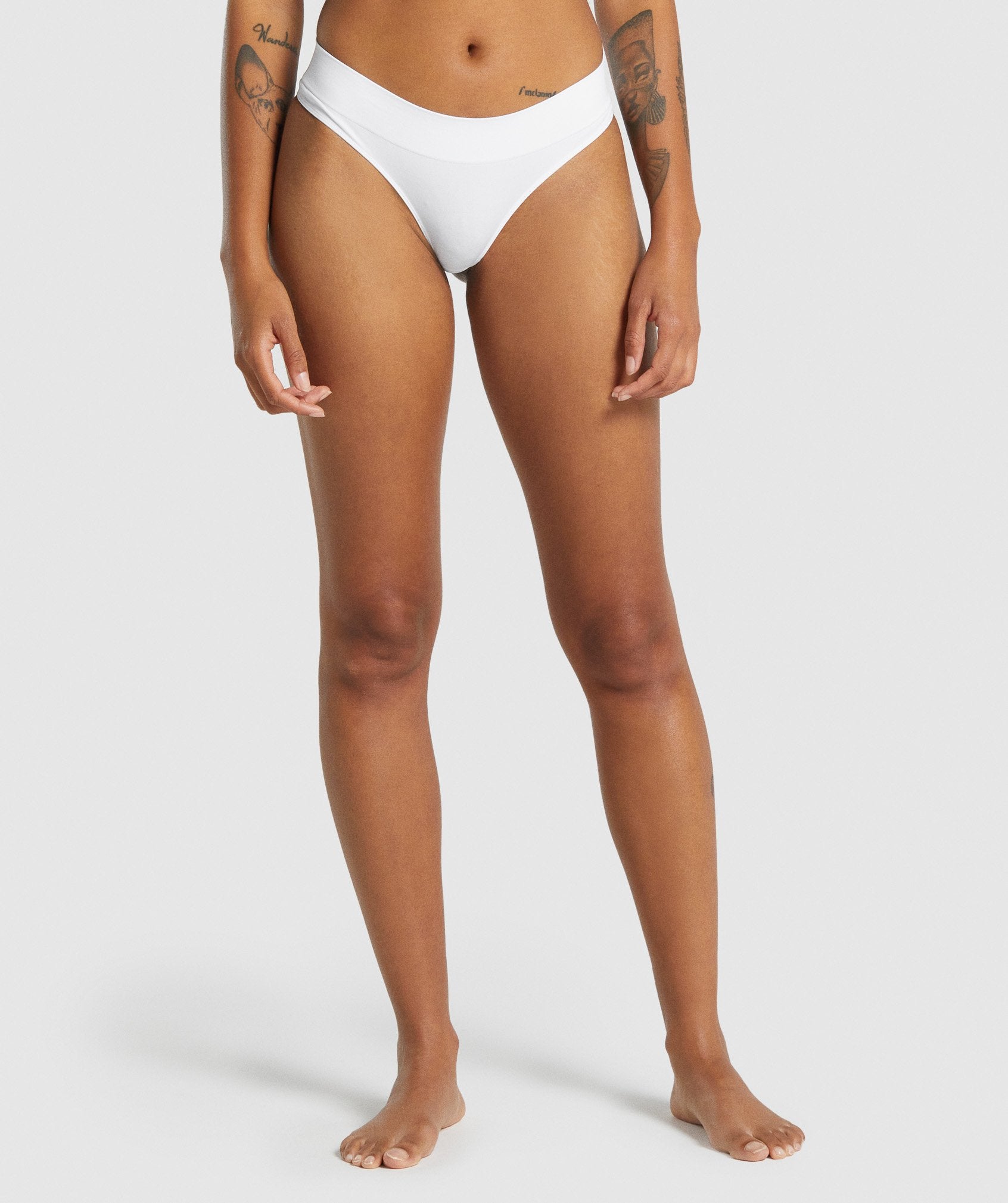 White Women\'s Gymshark Seamless Thong Underwear | WNJCKU-284