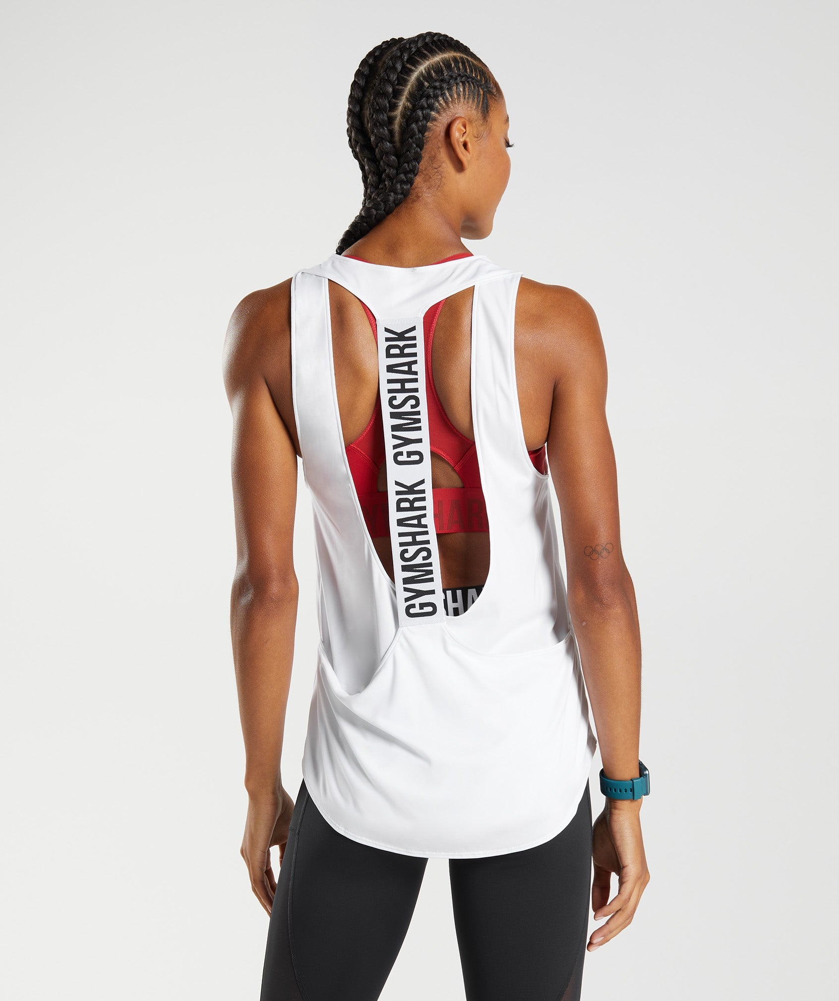 White Women\'s Gymshark Training Brandmark Tanks | XDUPVW-947