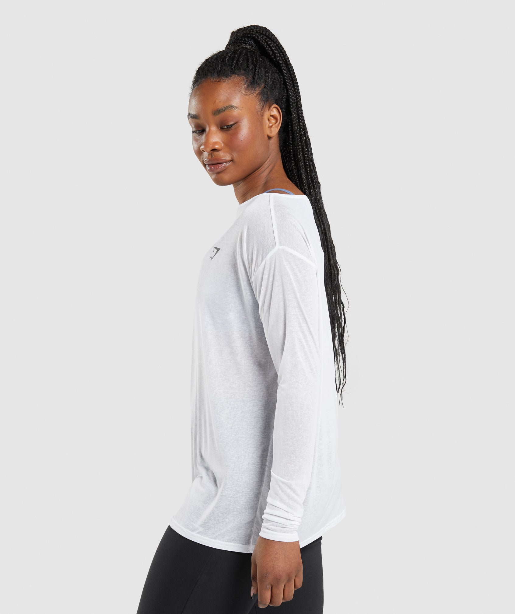 White Women's Gymshark Training Oversized Long Sleeve Tops | IZJNVL-235