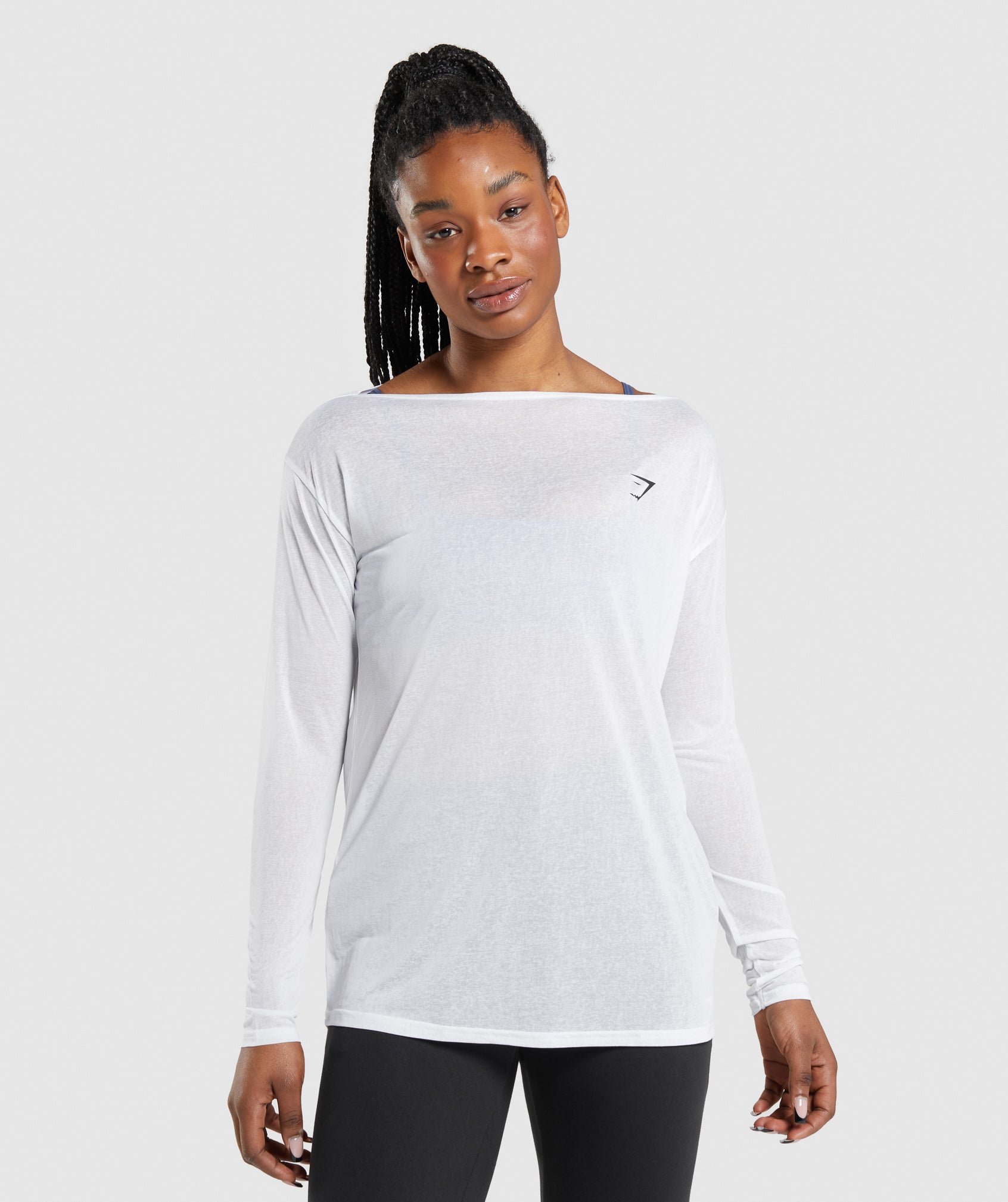 White Women\'s Gymshark Training Oversized Long Sleeve Tops | IZJNVL-235