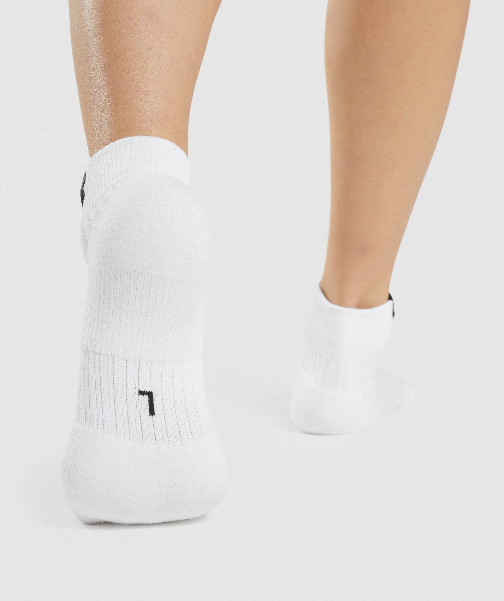 White Women's Gymshark Woven Tab Sneaker 3pk Socks | FGRHQT-380