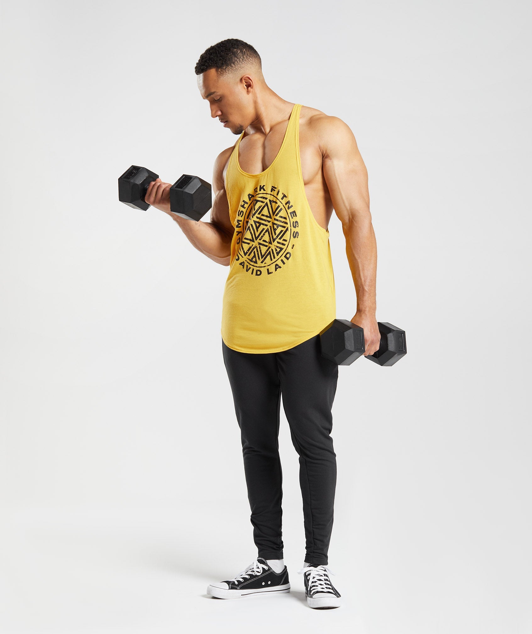 Yellow Men's Gymshark GS x David Laid Stringer Vest | TNRAGZ-250