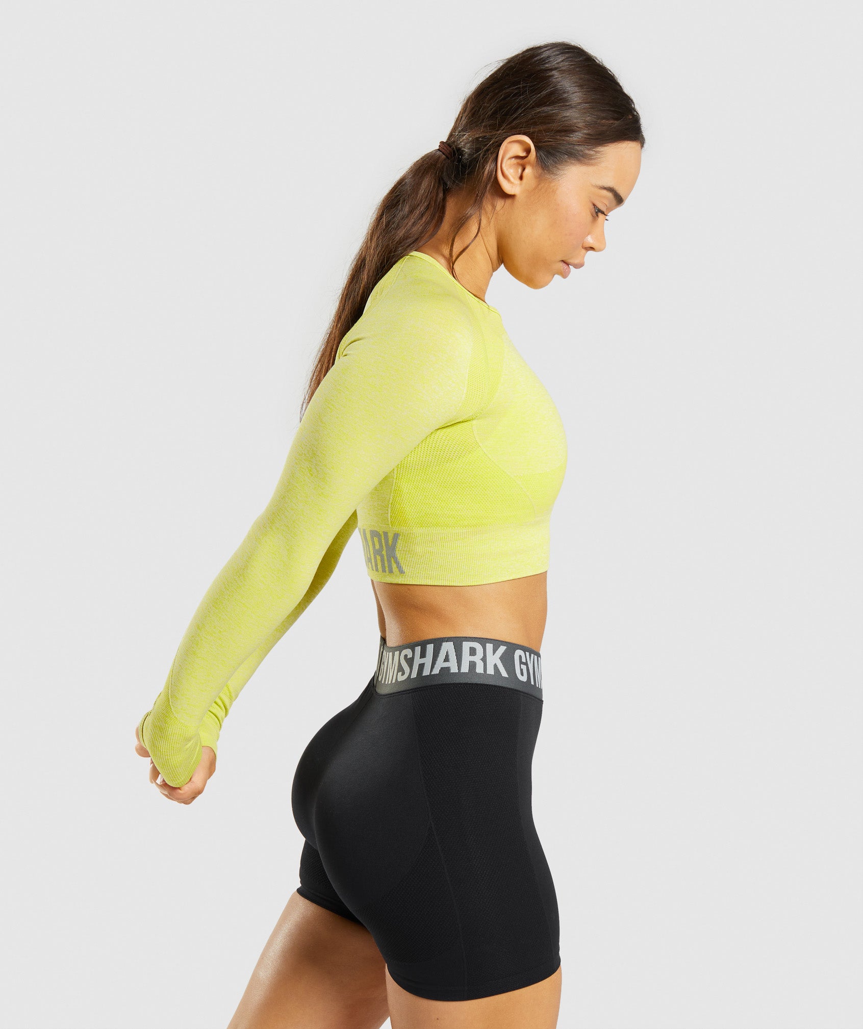 Yellow Women's Gymshark Flex Sports Long Sleeve Crop Tops | FNMOGR-602