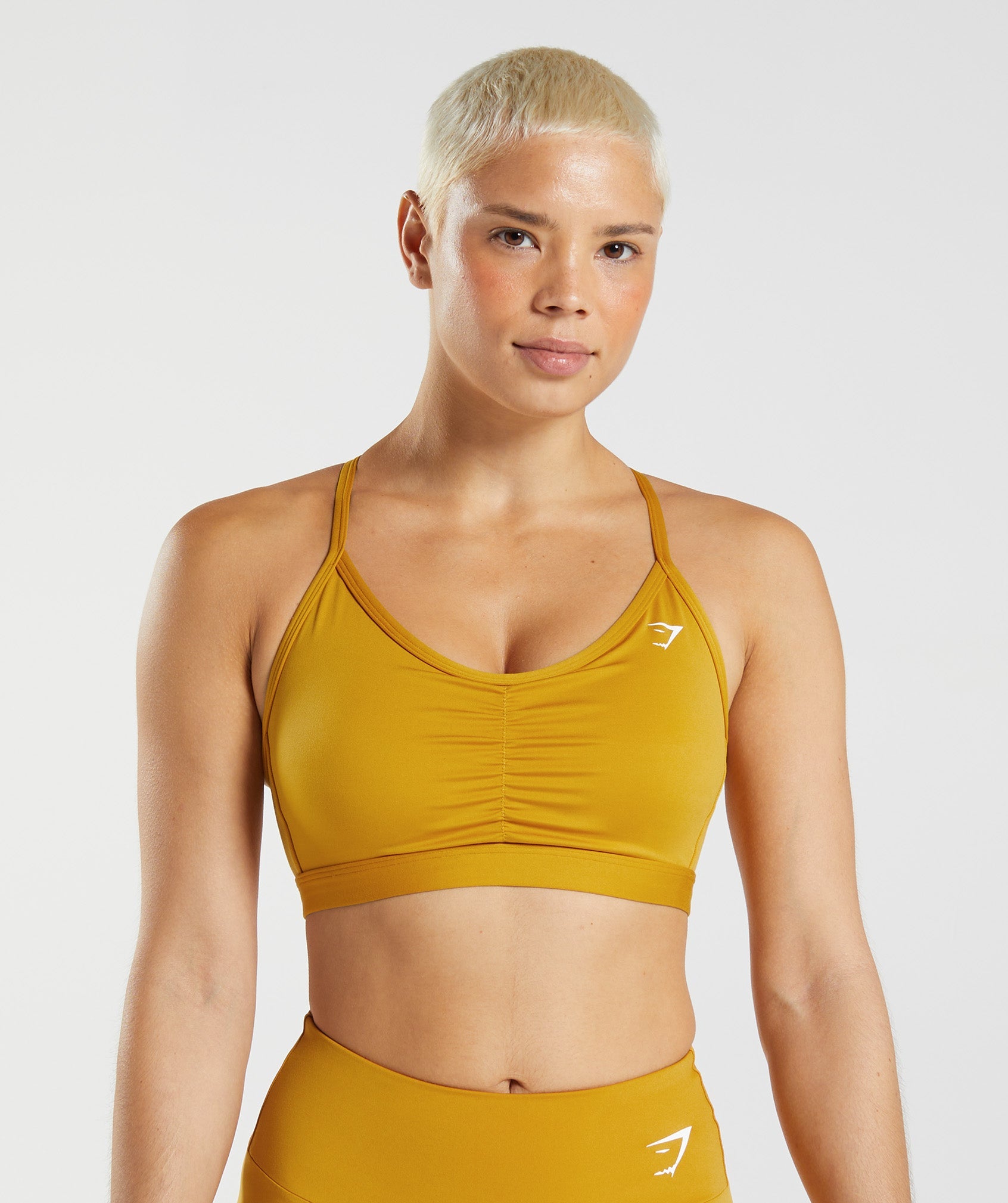 Yellow Women\'s Gymshark Ruched Sports Bra | HWXZAQ-469